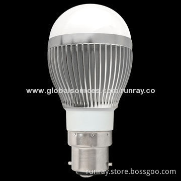 Aluminum 3W B22 LED Bulb, 85-265V AC, Bridgelux Chip, 3-year Warranty, CE/RoHS Marks